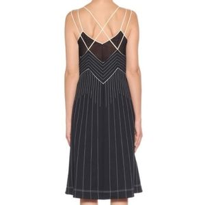 Valentino Athleisure Stripe Plunge Midi Dress sz 2